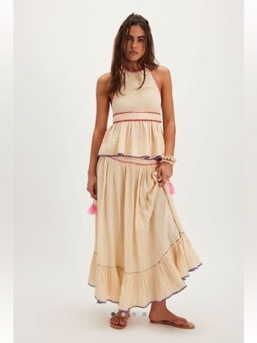 Free People Island Time Embroidered Top only -M NWT